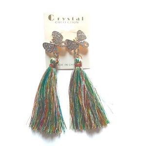 Crystal Collection Butterfly Multi Color Earrings